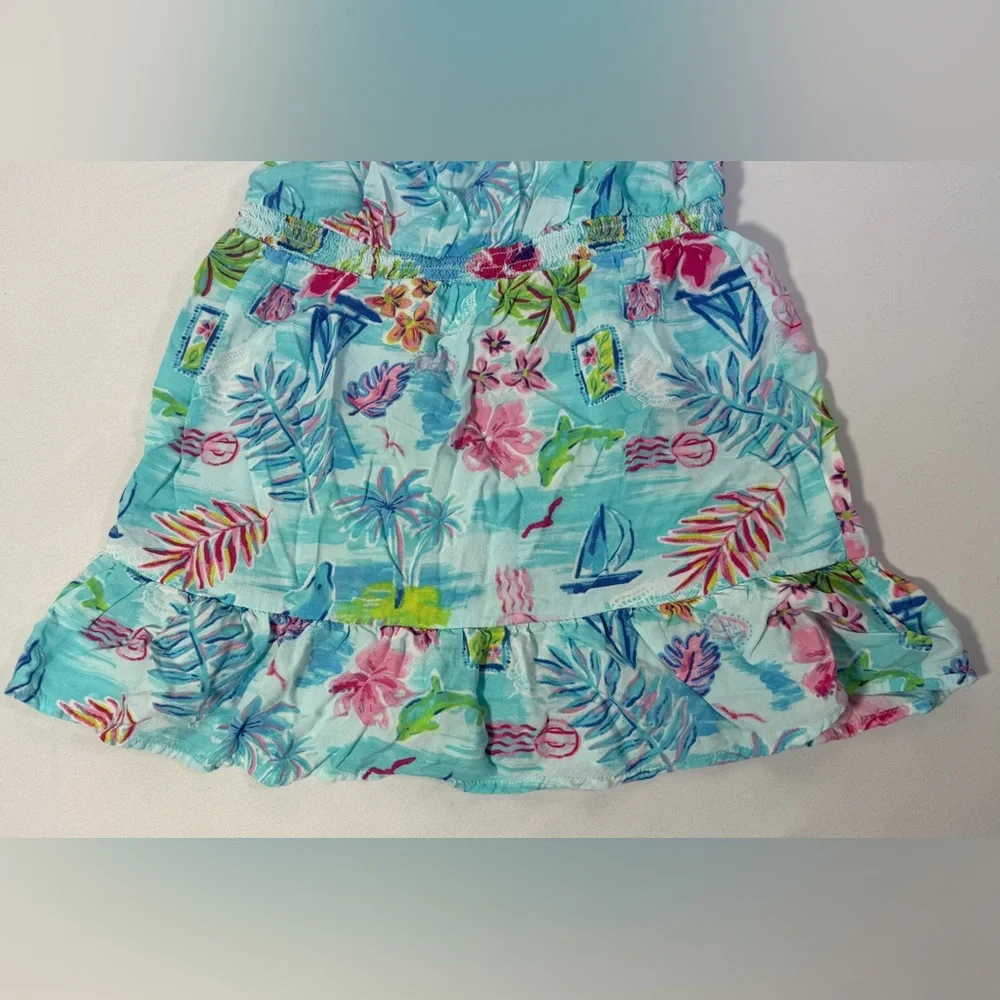 Girls 5T Tropical Dress The Children’s Place Blue Floral Sundress Off Shoulder - Picture 6 of 13